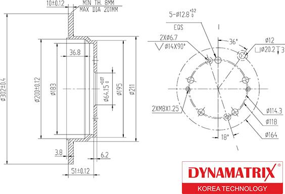 Dynamatrix DBD1608 - Тормозной диск autospares.lv