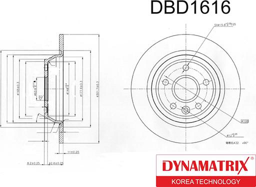 Dynamatrix DBD1616 - Тормозной диск autospares.lv