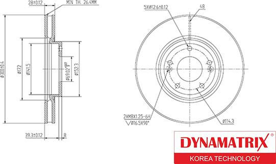 Dynamatrix DBD1630 - Тормозной диск autospares.lv