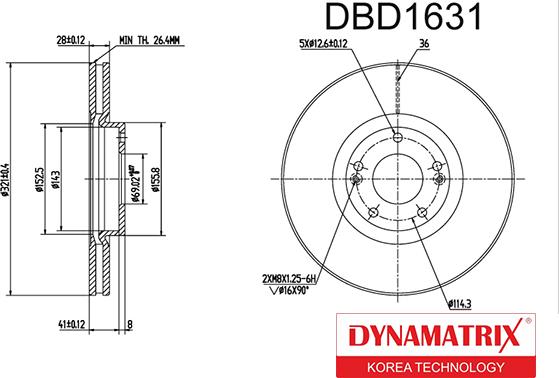 Dynamatrix DBD1631 - Тормозной диск autospares.lv