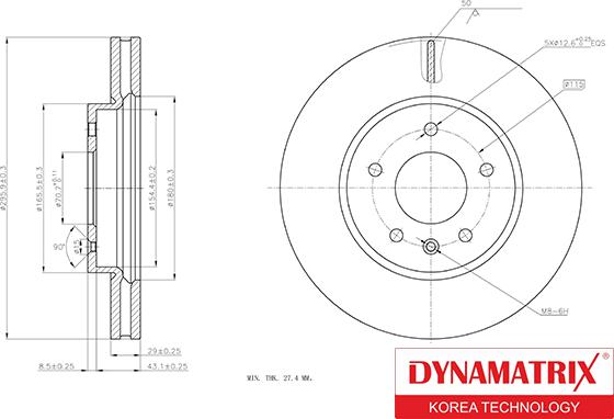 Dynamatrix DBD1625 - Тормозной диск autospares.lv