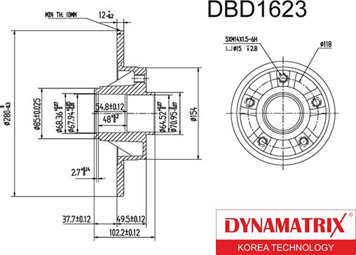 Dynamatrix DBD1623 - Тормозной диск autospares.lv