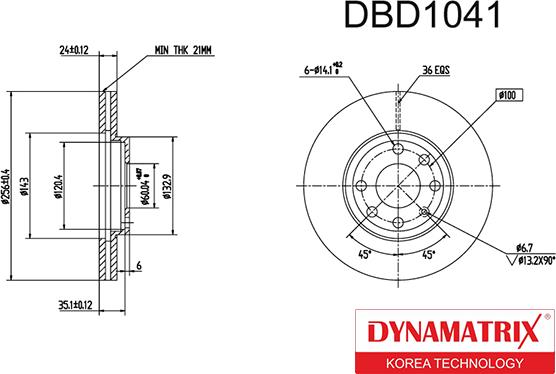 Dynamatrix DBD1041 - Тормозной диск autospares.lv