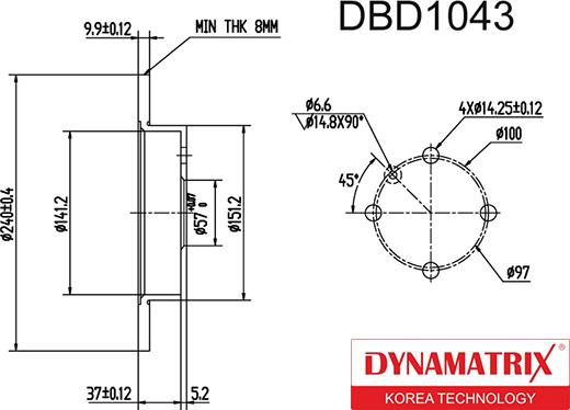 Dynamatrix DBD1043 - Тормозной диск autospares.lv