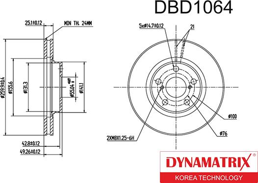 Dynamatrix DBD1064 - Тормозной диск autospares.lv
