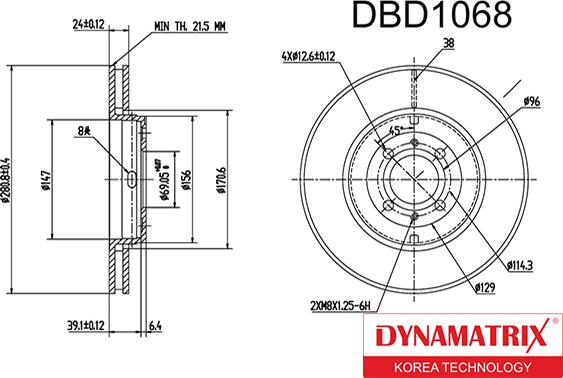 Dynamatrix DBD1068 - Тормозной диск autospares.lv