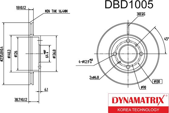 Dynamatrix DBD1005 - Тормозной диск autospares.lv