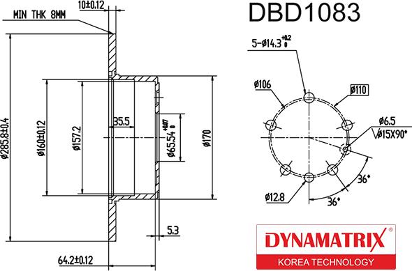 Dynamatrix DBD1083 - Тормозной диск autospares.lv