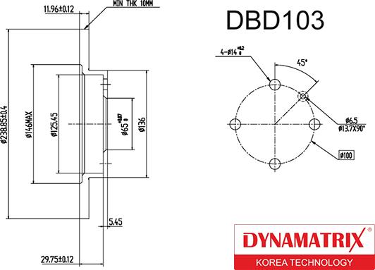 Dynamatrix DBD103 - Тормозной диск autospares.lv