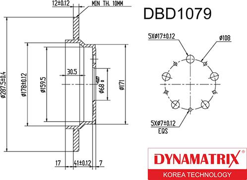 Dynamatrix DBD1079 - Тормозной диск autospares.lv