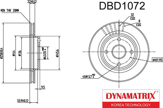 Dynamatrix DBD1072 - Тормозной диск autospares.lv