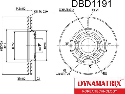 Dynamatrix DBD1191 - Тормозной диск autospares.lv