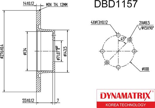 Dynamatrix DBD1157 - Тормозной диск autospares.lv