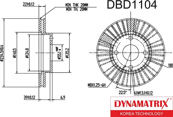 Dynamatrix DBD1104 - Тормозной диск autospares.lv