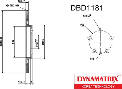 Dynamatrix DBD1181 - Тормозной диск autospares.lv