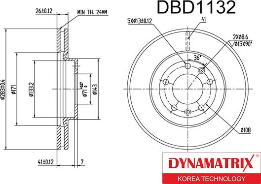 Dynamatrix DBD1132 - Тормозной диск autospares.lv