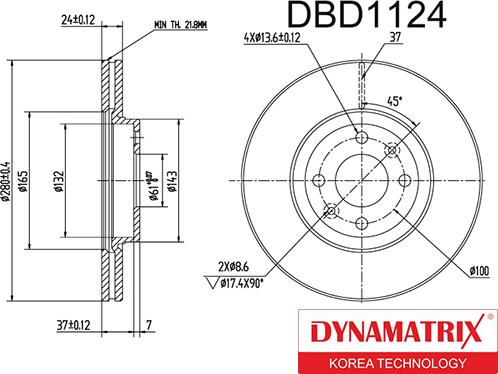 Dynamatrix DBD1124 - Тормозной диск autospares.lv