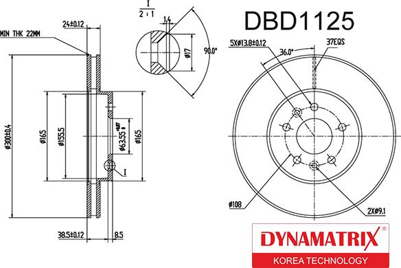 Dynamatrix DBD1125 - Тормозной диск autospares.lv