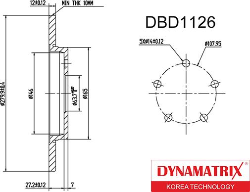 Dynamatrix DBD1126 - Тормозной диск autospares.lv