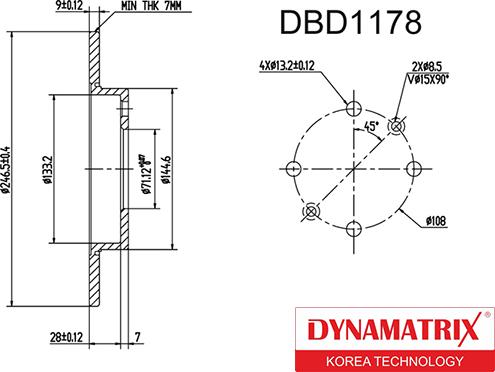 Dynamatrix DBD1178 - Тормозной диск autospares.lv