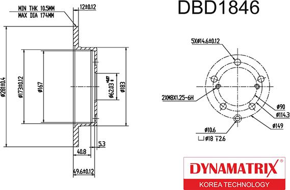 Dynamatrix DBD1846 - Тормозной диск autospares.lv
