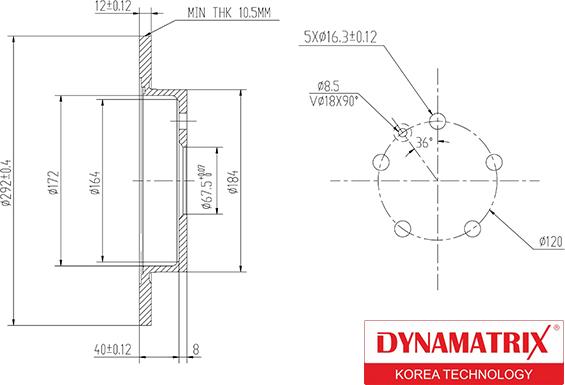 Dynamatrix DBD1804C - Тормозной диск autospares.lv