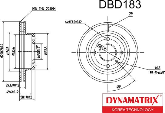 Dynamatrix DBD183 - Тормозной диск autospares.lv