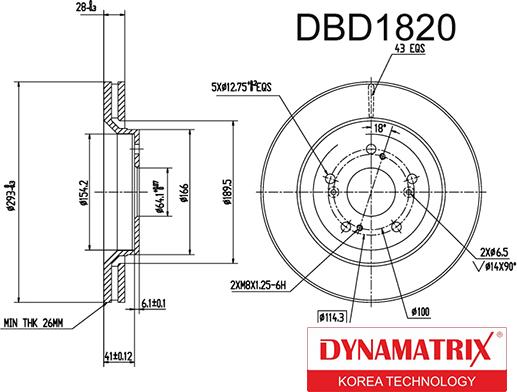 Dynamatrix DBD1820 - Тормозной диск autospares.lv