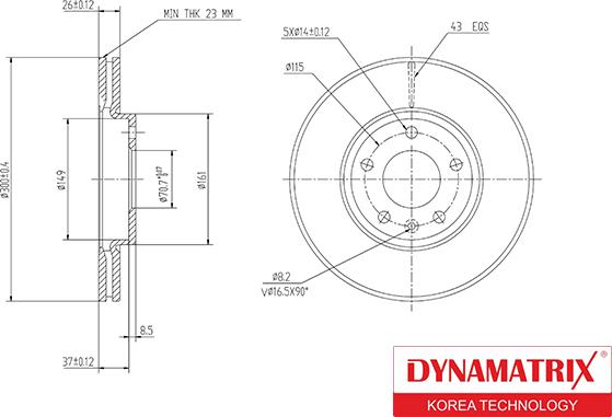 Dynamatrix DBD1870 - Тормозной диск autospares.lv