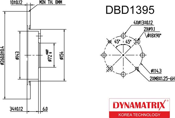 Dynamatrix DBD1395 - Тормозной диск autospares.lv