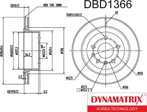 Dynamatrix DBD1366 - Тормозной диск autospares.lv