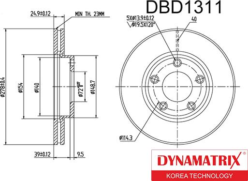 Dynamatrix DBD1311 - Тормозной диск autospares.lv