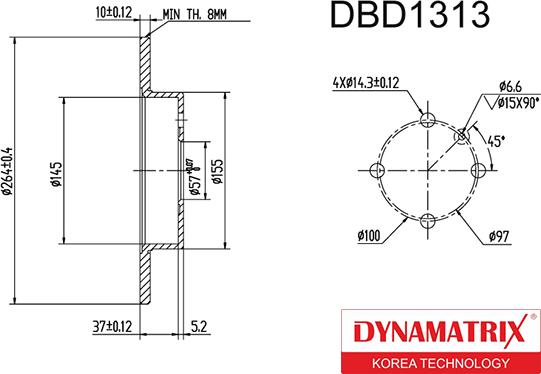 Dynamatrix DBD1313 - Тормозной диск autospares.lv