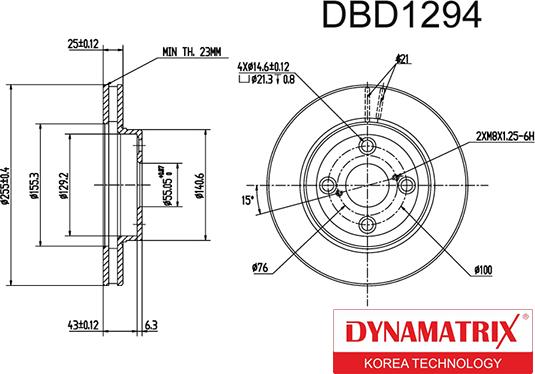 Dynamatrix DBD1294 - Тормозной диск autospares.lv