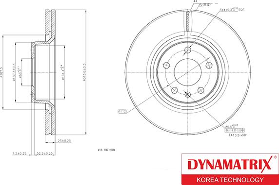 Dynamatrix DBD1291 - Тормозной диск autospares.lv