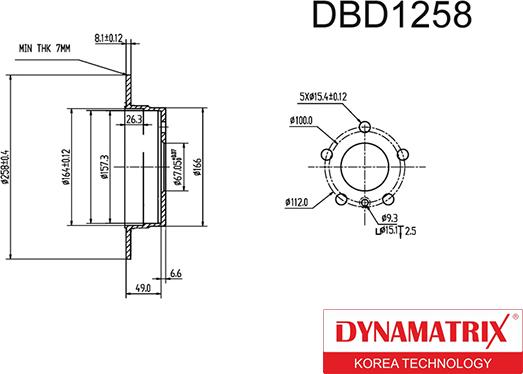 Dynamatrix DBD1258 - Тормозной диск autospares.lv