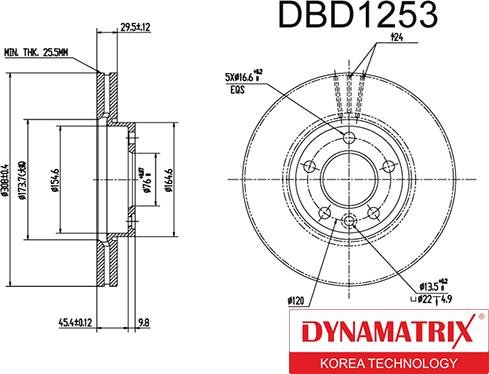 Dynamatrix DBD1253 - Тормозной диск autospares.lv