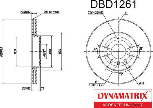 Dynamatrix DBD1261 - Тормозной диск autospares.lv