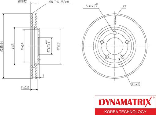 Dynamatrix DBD1214 - Тормозной диск autospares.lv