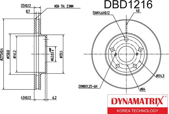 Dynamatrix DBD1216 - Тормозной диск autospares.lv