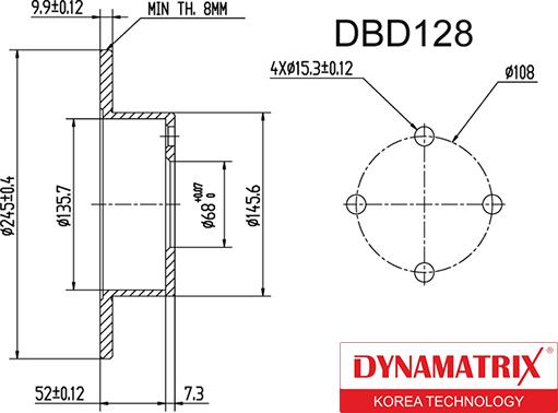 Dynamatrix DBD128 - Тормозной диск autospares.lv
