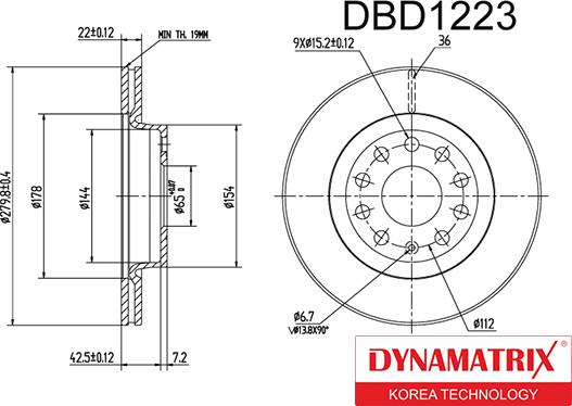 Dynamatrix DBD1223 - Тормозной диск autospares.lv