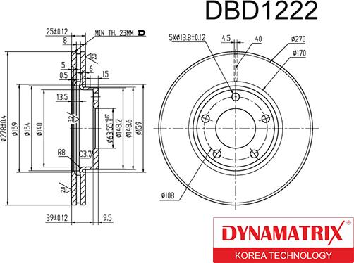 Dynamatrix DBD1222 - Тормозной диск autospares.lv