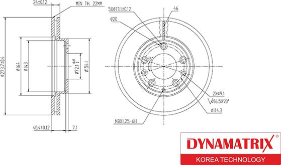 Dynamatrix DBD1278 - Тормозной диск autospares.lv