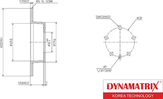 Dynamatrix DBD1272 - Тормозной диск autospares.lv