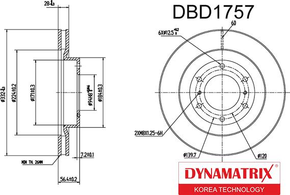 Dynamatrix DBD1757 - Тормозной диск autospares.lv