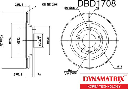 Dynamatrix DBD1708 - Тормозной диск autospares.lv