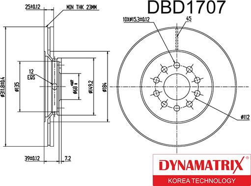 Dynamatrix DBD1707 - Тормозной диск autospares.lv