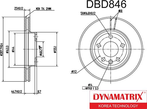 Dynamatrix DBD846 - Тормозной диск autospares.lv