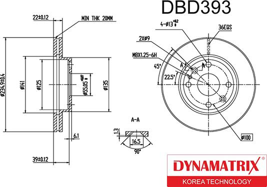 Dynamatrix DBD393 - Тормозной диск autospares.lv